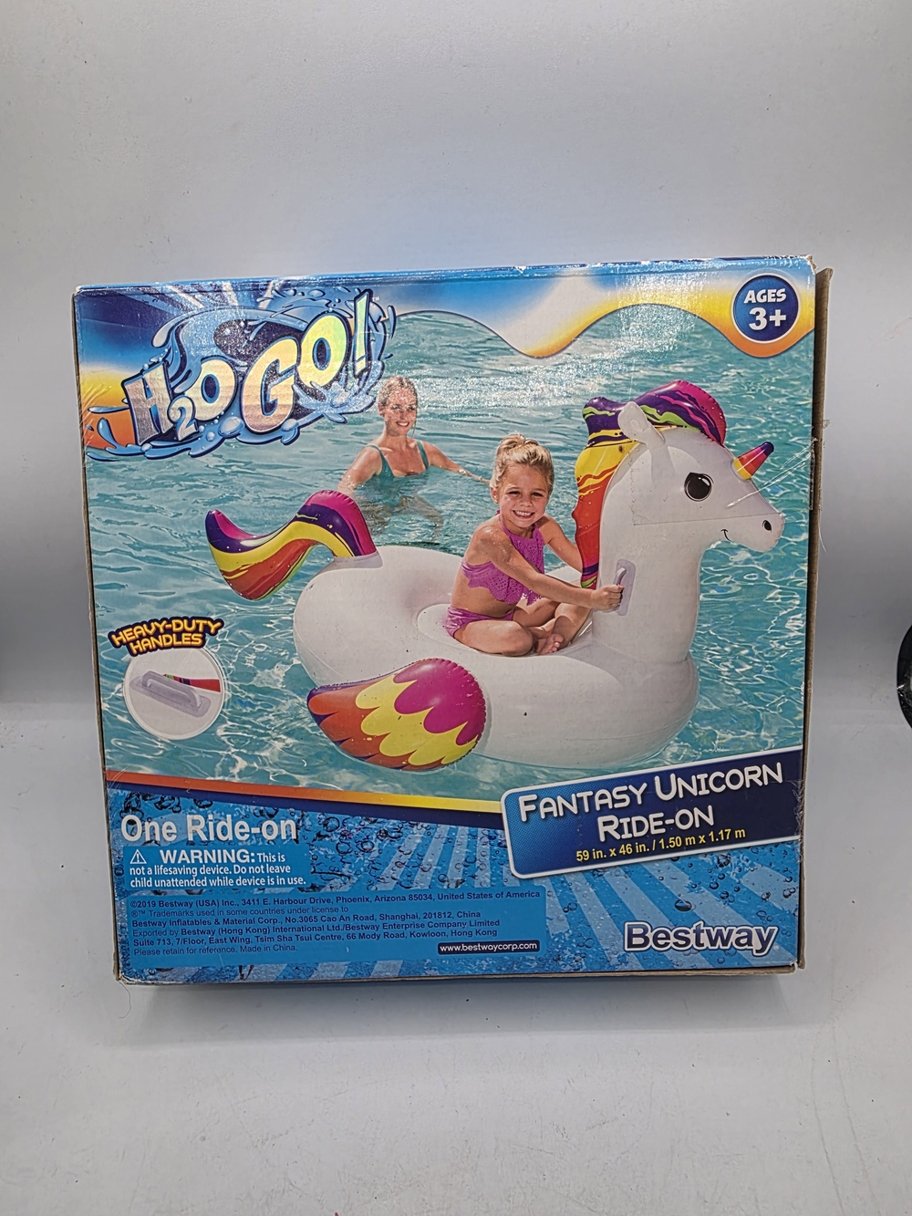 Bestway H2O Go! Ride-On Unicorn Float Swimming Pool Inflatable Float Pool Fun